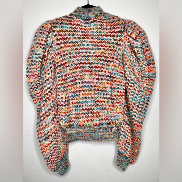 NWOT Ulla Johnson Fiora Wool Puff Sleeve Rainbow Cardigan Sweater Size Small - Picture 6 of 9